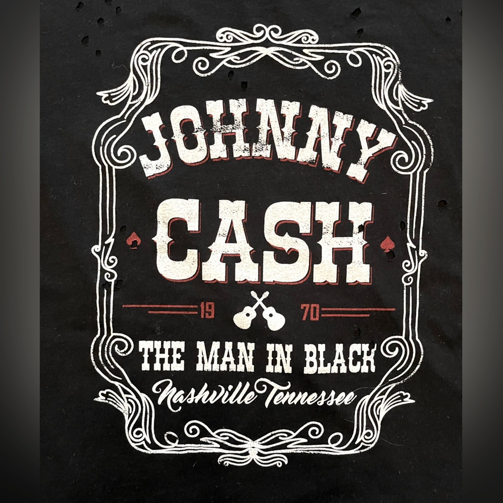 Vintage Style Black Johnny Cash Graphic T-Shirt Size L - Picture 2 of 5